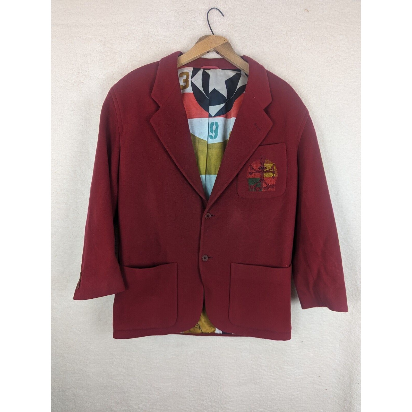 Looney Tunes Coat Cashmere Blend Bugs Bunny 1993 Y2k Urban Trendy Hip Hop Party